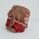Kilim Leather Backpack, Boho Tribal Rucksack, Vintage Style Bag