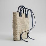Woven Straw Backpack with Leather Straps - Handmade Market Tote