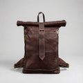 Leather Roll Top Backpack Vintage Travel Rucksack Laptop Bag