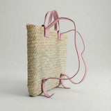 Handmade Straw Backpack with Leather Straps Woven Market Bag