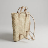 Handmade Straw Backpack with Leather Straps Woven Market Bag