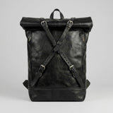 Vintage Leather Roll Top Backpack Handmade Laptop Travel Rucksack