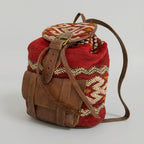 Kilim Leather Backpack, Boho Tribal Rucksack, Vintage Style Bag