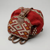 Kilim Leather Backpack, Boho Tribal Rucksack, Vintage Style Bag