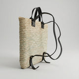 Handmade Straw Backpack with Leather Straps Woven Market Bag