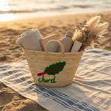 Embroidered Chard Straw Market Basket - Handwoven French Style Tote