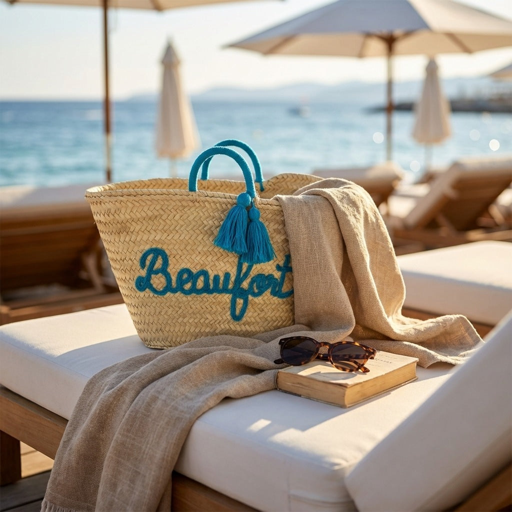 Personalized Straw Beach Bag Custom Embroidered Summer Tote