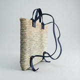 Handmade Straw Backpack with Leather Straps Woven Market Bag