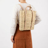 Handmade Straw Backpack with Leather Straps Woven Market Bag