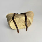 French Market Straw Backpack with Leather Straps