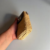 Woven Raffia Phone Bag Crossbody with Leather Flap