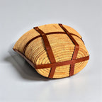 Woven Raffia Tote Bag with Leather Straps & Drawstring Lining