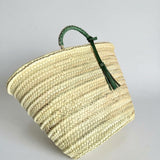 Woven Straw Market Tote with Leather Handles & Tassel