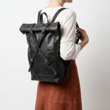 Vintage Leather Roll Top Backpack Handmade Laptop Travel Rucksack