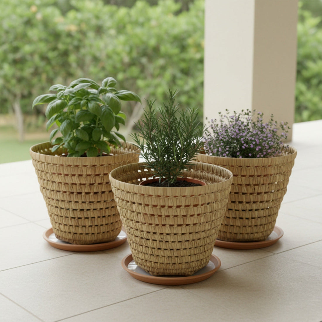 Natural Woven Storage Basket - Boho Nursery Toy Bin & Planter Cover