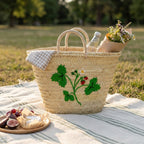 Strawberry Embroidered Straw Basket Bag - Handmade Market Tote