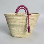 Woven Straw Market Tote with Leather Handles & Tassel
