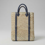 Woven Straw Backpack with Leather Straps - Handmade Market Tote