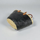 Sequin Straw Tote Bag with Leather Handles - Large Beach Basket