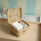 Woven Storage Basket with Lid - Natural Handmade Organizer Box