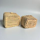Woven Storage Basket with Lid - Natural Handmade Organizer Box