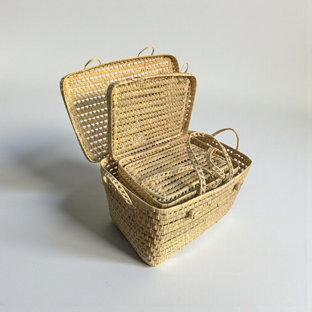 Natural Woven Storage Trunk Palm Leaf Chest Organizer