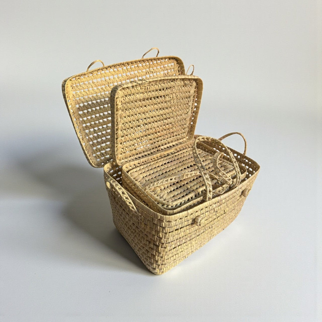 Natural Woven Storage Trunk Palm Leaf Chest Organizer
