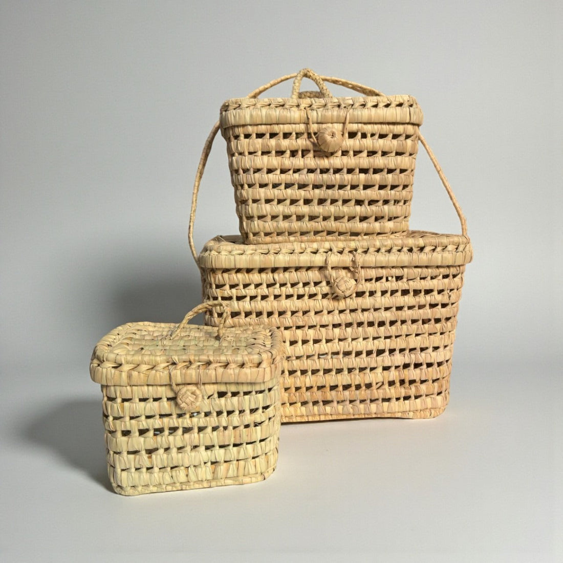 Natural Woven Storage Trunk Palm Leaf Chest Organizer
