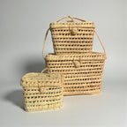 Natural Woven Storage Trunk Palm Leaf Chest Organizer