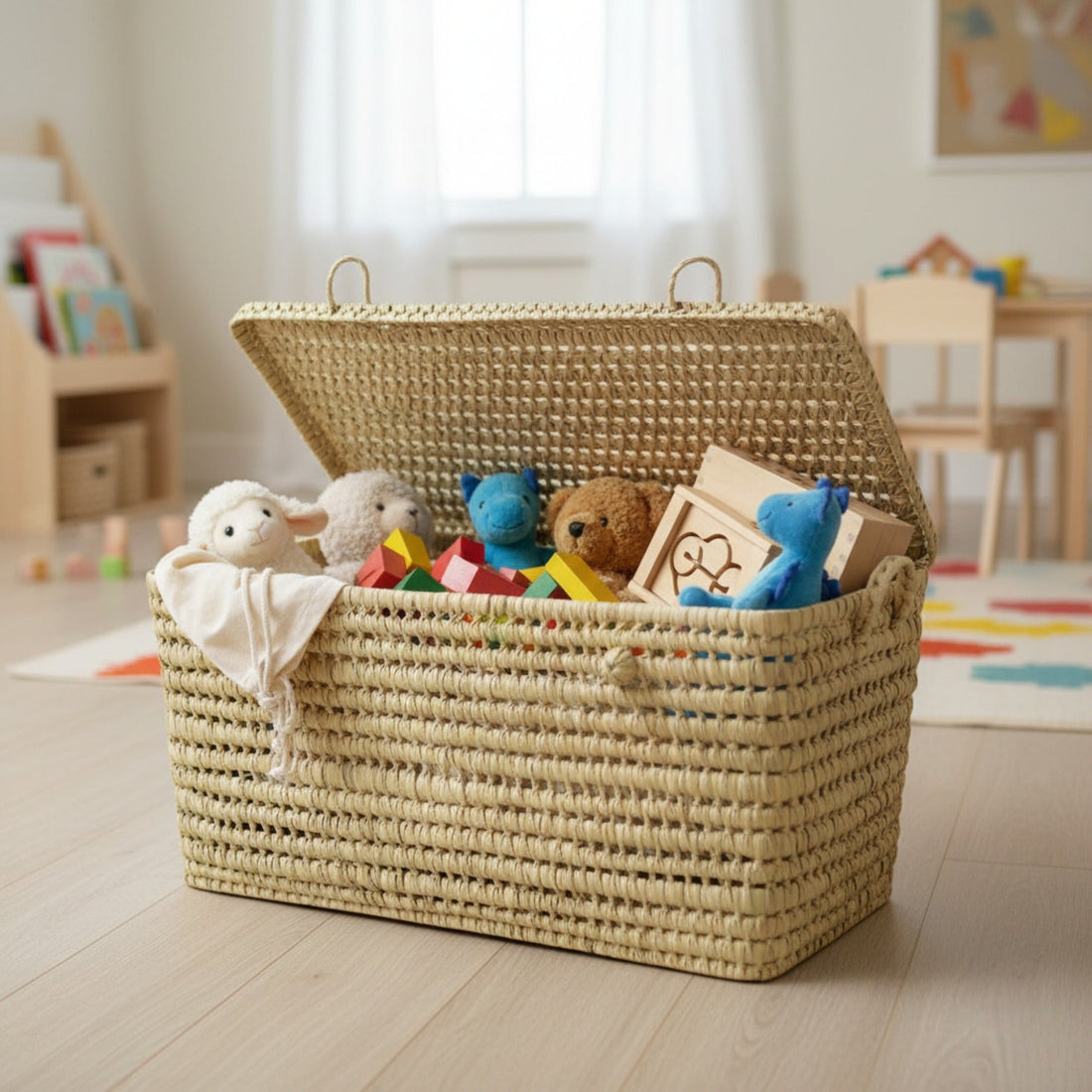 Natural Woven Storage Trunk Palm Leaf Chest Organizer