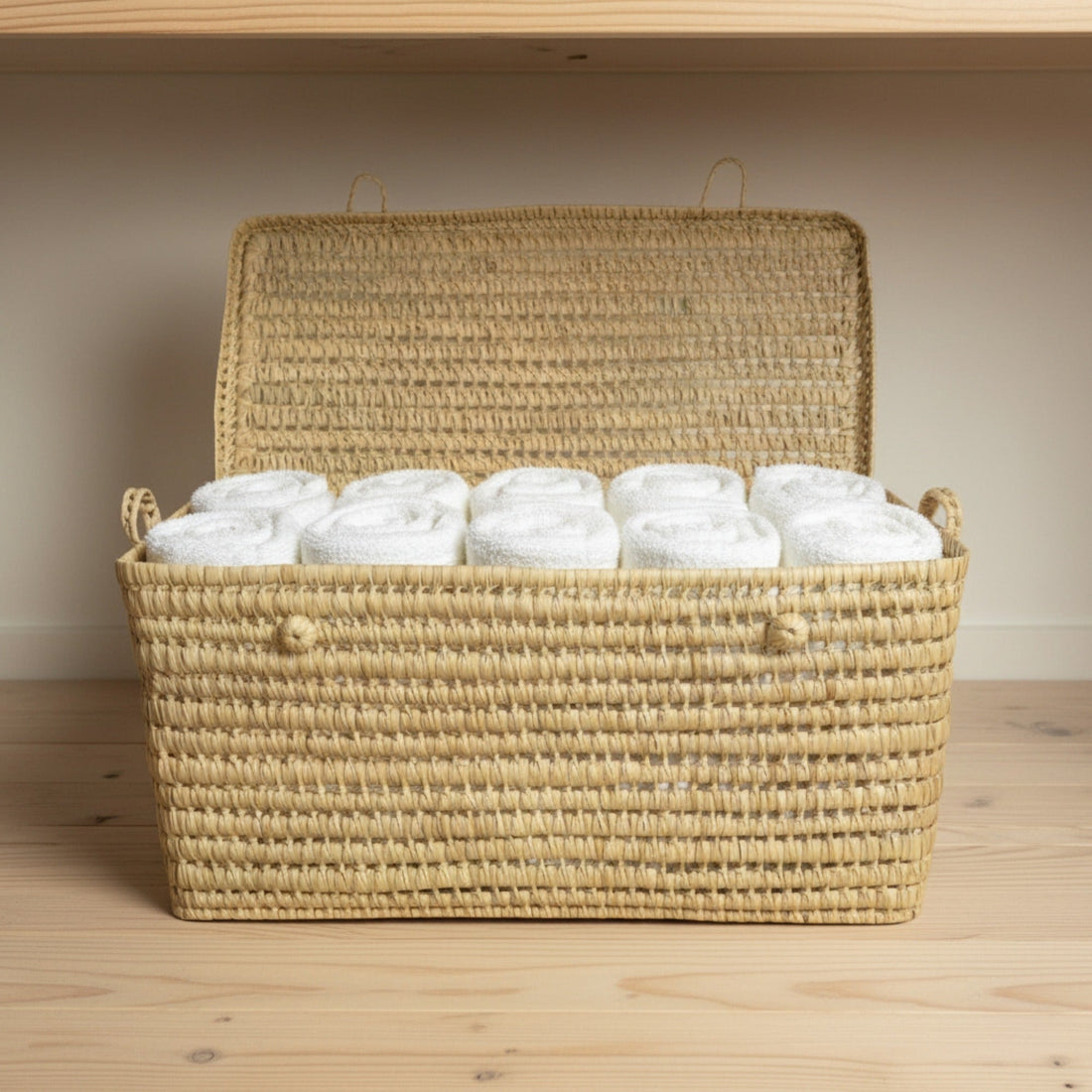 Natural Woven Storage Trunk Palm Leaf Chest Organizer