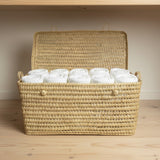 Natural Woven Storage Trunk Palm Leaf Chest Organizer