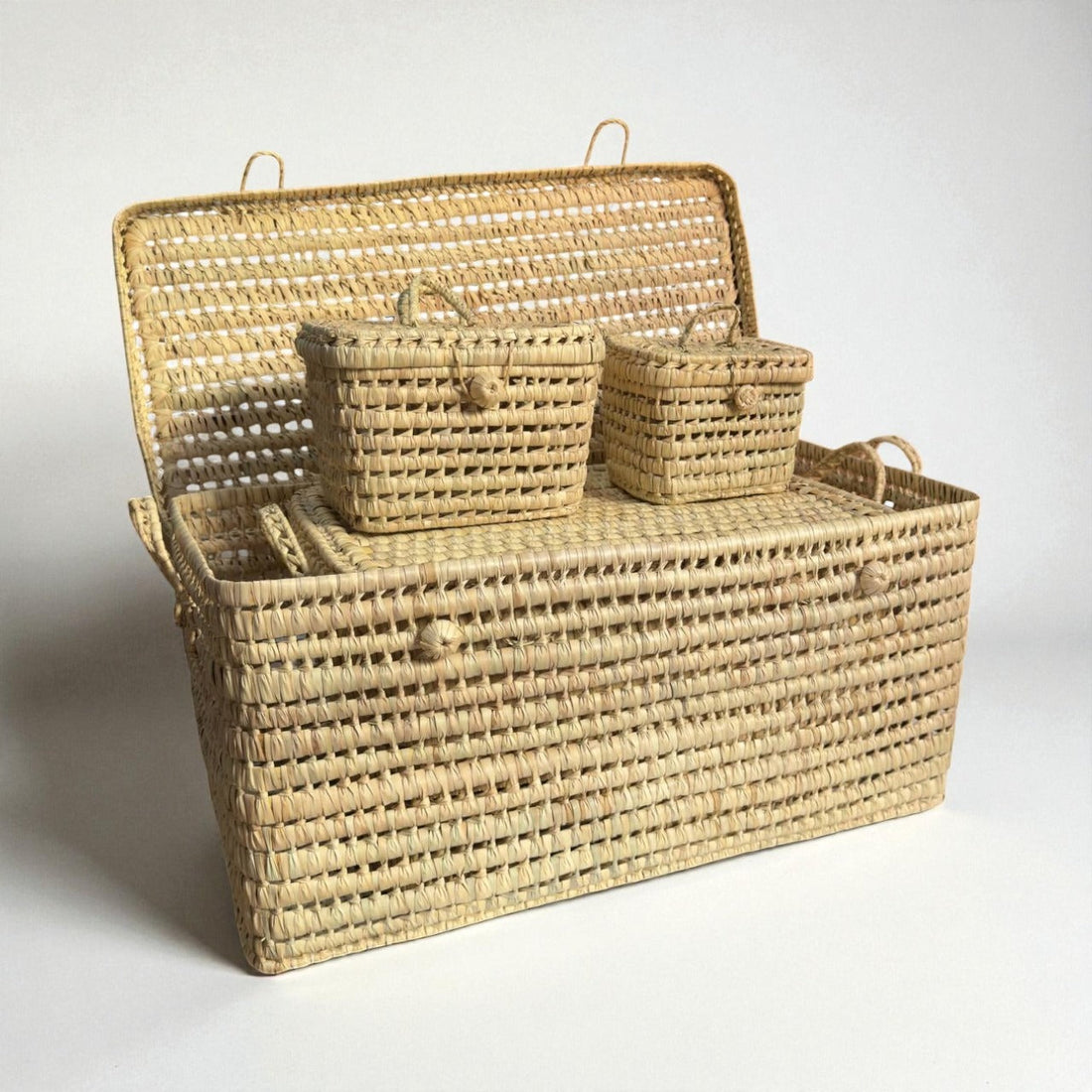 Natural Woven Storage Trunk Palm Leaf Chest Organizer